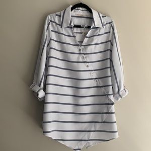 Soft Surroundings White Tunic with Blue Stripes